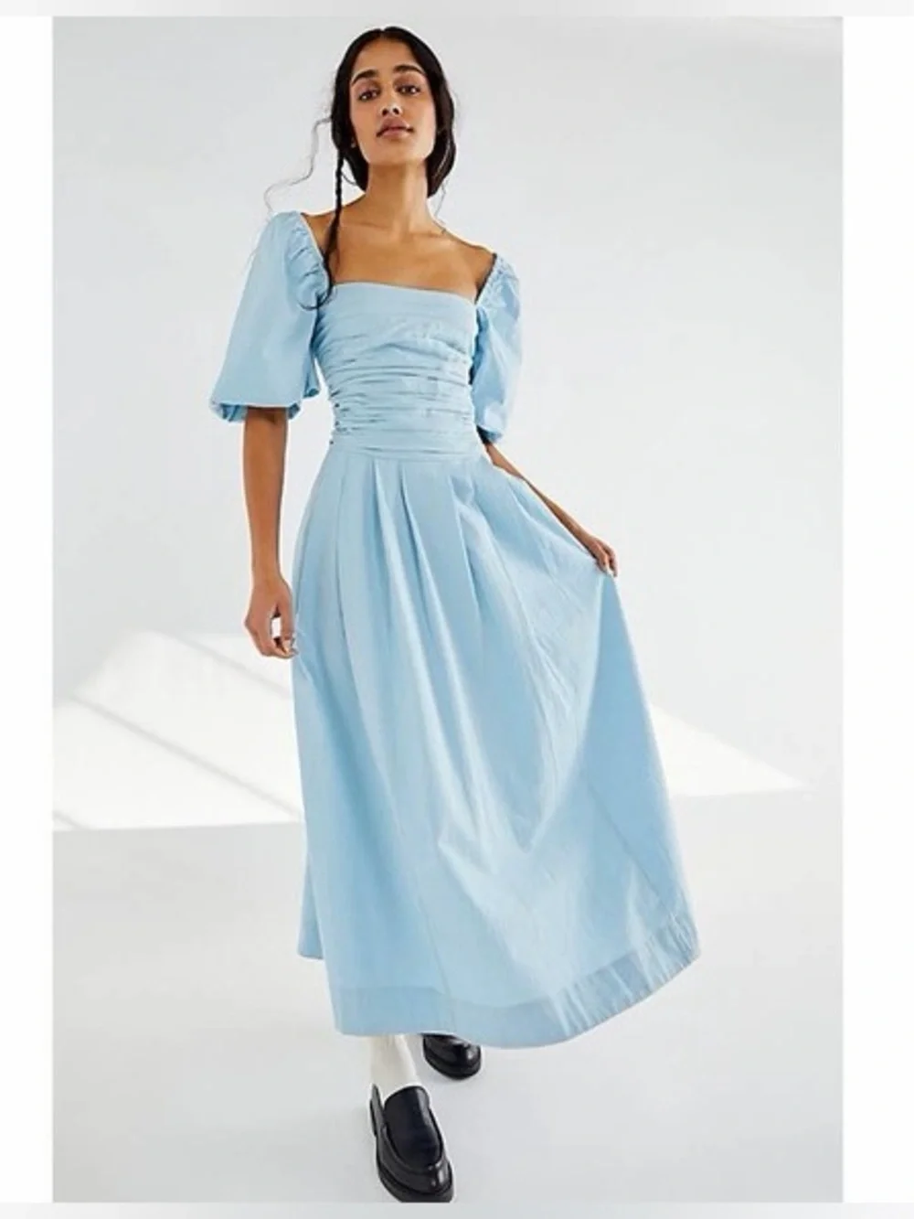 Free people ain’t she a beaut baby blue midi dress size small